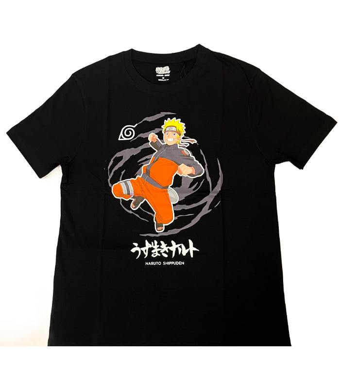 Naruto Shippuden T-Shirt featuring Naruto Uzumaki with swirl design, XLarge size.