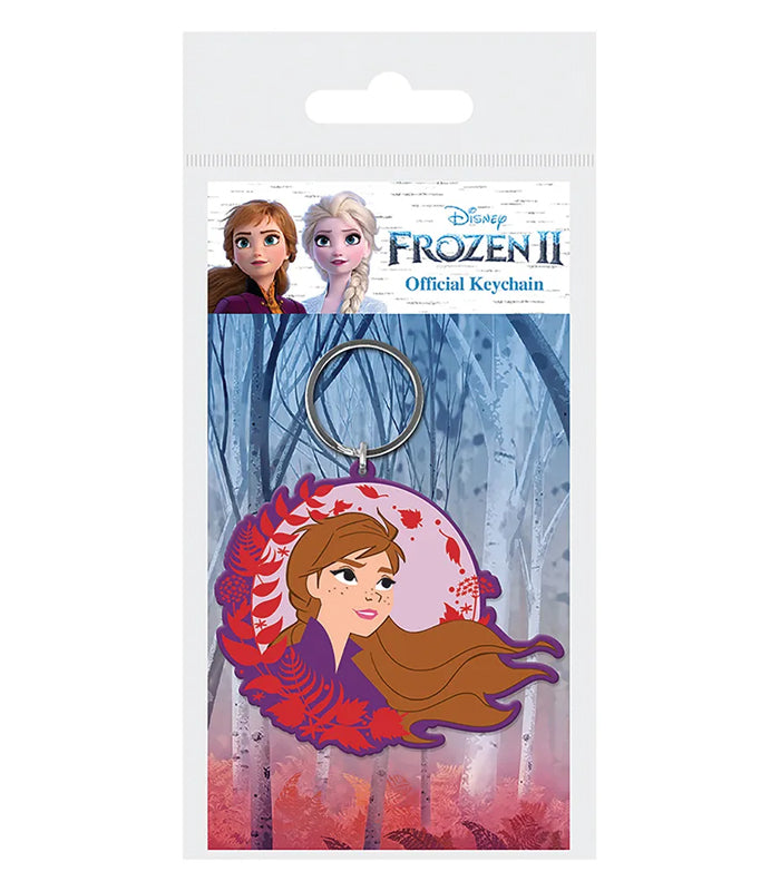 Frozen 2 Anna Rubber Keychain with vibrant design featuring Anna and autumnal hues.