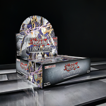 Load image into Gallery viewer, Yu-Gi-Oh Alliance Insight Booster Box, final appearance of Quarter Century Secret Rare, collectible card game set, featuring exciting new strategies, 9 cards per pack.
