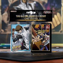 Load image into Gallery viewer, Yugi &amp; Kaiba Sleeves 100 pack featuring Yugi and Kaiba artwork, celebrating 25 years of Yu-Gi-Oh!
