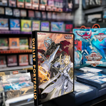 Load image into Gallery viewer, Yu-Gi-Oh! Albaz Ecclesia Tri-Brigade 9-Pocket Duelist Portfolio in a store setting displaying vibrant artwork and card storage capacity.
