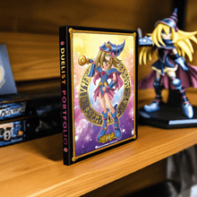 Load image into Gallery viewer, Yu-Gi-Oh! Dark Magician Girl 9-Pocket Duelist Portfolio with artwork on shelf.
