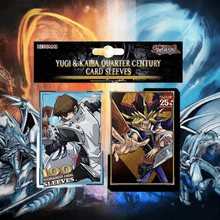 Load image into Gallery viewer, Yu-Gi-Oh! Yugi &amp; Kaiba Quarter Century Sleeves 100 Pack featuring iconic artwork of legendary duelists Yugi and Kaiba.
