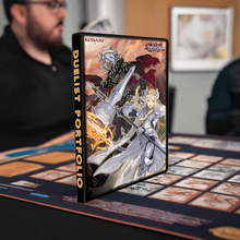 Load image into Gallery viewer, Yu-Gi-Oh! Albaz Ecclesia Tri-Brigade 9-Pocket Duelist Portfolio on table with game board.
