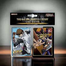 Load image into Gallery viewer, Yugi &amp; Kaiba Sleeves 100 pack featuring iconic Yu-Gi-Oh! artwork celebrating 25 years.
