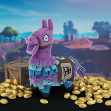 Load image into Gallery viewer, Fortnite Loot Llama 6 inch plush with vibrant colors and gold coins.
