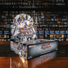 Load image into Gallery viewer, Yu-Gi-Oh! Alliance Insight Booster Box display with trading cards.
