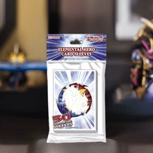 Load image into Gallery viewer, Yu-Gi-Oh! Elemental Hero Card Sleeves 50 Pack featuring vibrant Elemental Hero artwork, designed for card protection and smooth shuffling.
