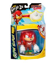 Load image into Gallery viewer, Goo Jit Zu Sonic Glow Surge - Knuckles figure in packaging, glow-in-the-dark feature, stretchy and durable toy.
