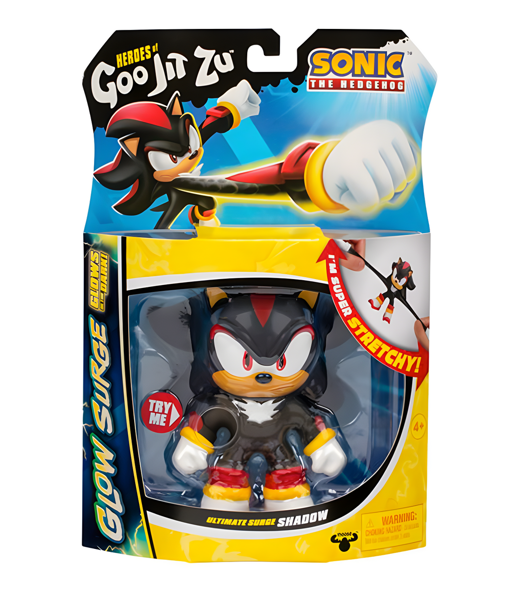 Goo Jit Zu Sonic Glow Surge Shadow figure in packaging, featuring glow-in-the-dark stretchy toy.