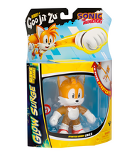 Load image into Gallery viewer, Heroes of Goo Jit Zu Sonic Glow Surge - Tails figure, stretchy, glow-in-the-dark toy in packaging.
