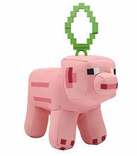 Load image into Gallery viewer, Minecraft 5 Inch Pig Bag Hanger Plush with clip attachment, featuring authentic pixelated design.
