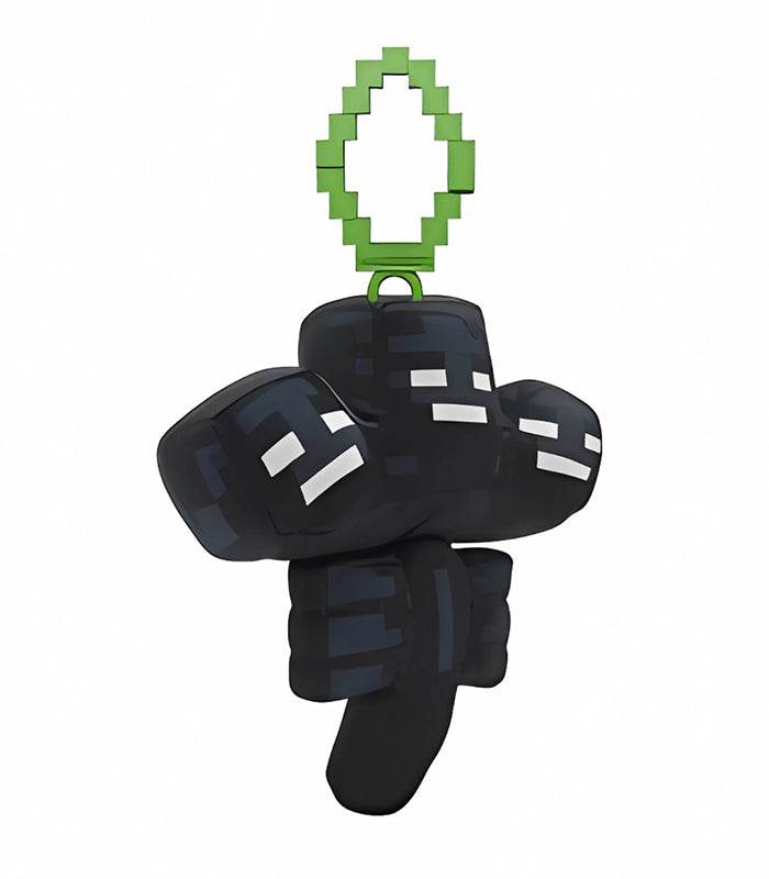 Minecraft 5 Inch Wither Bag Hanger Plush with pixelated design and clip-on hanger.