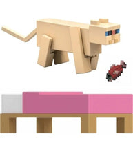 Load image into Gallery viewer, Minecraft Persian Cat Action Figure with Bed and Fish Accessories, 3.25-inch Size, Collectible Toy.
