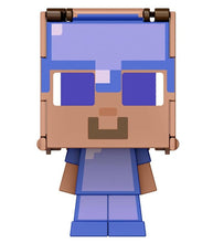 Load image into Gallery viewer, Minecraft Flippin&#39; Figs 2-in-1 Steve Enchanted Armour and Steve toy with pixelated design.
