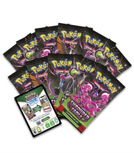 Load image into Gallery viewer, Pokemon TCG Scarlet &amp; Violet Shrouded Fable Elite Trainer Box with booster packs and promo card.
