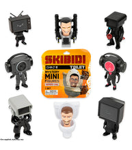 Load image into Gallery viewer, Skibidi Toilet Mystery Mini Figures Series 1 collection with 8 unique characters in blind bags.
