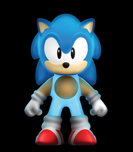 Load image into Gallery viewer, Goo Jit Zu Sonic Glow Surge figure, stretchy Sonic the Hedgehog, glow-in-the-dark.
