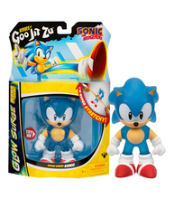 Load image into Gallery viewer, Heroes of Goo Jit Zu Sonic Glow Surge figure, stretchable Sonic toy with glow-in-the-dark feature.
