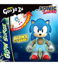 Load image into Gallery viewer, Heroes of Goo Jit Zu Sonic Glow Surge - Sonic figure glowing in the dark, super stretchy design.
