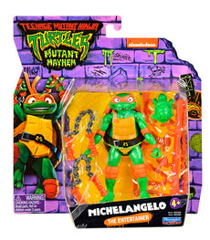 Teenage Mutant Ninja Turtles Movie Michelangelo action figure with nunchaku in Mutant Mayhem packaging.