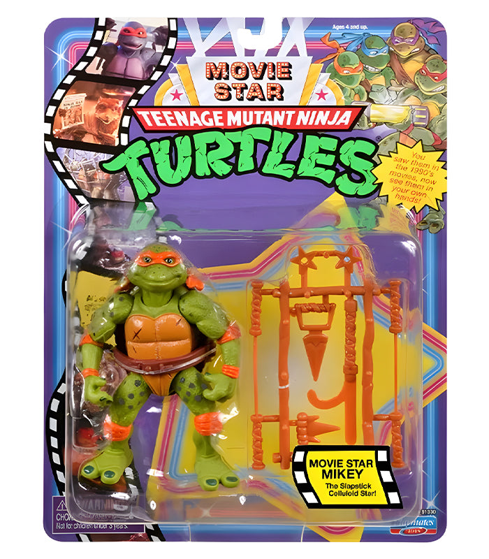 Teenage Mutant Ninja Turtles Classic Michelangelo Movie Star Action Figure in packaging with orange bandana and nunchaku accessories.