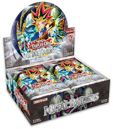 Yu-Gi-Oh! Metal Raiders Reprint Booster Box featuring Yugi character artwork for 25th anniversary.