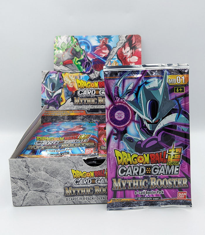 Dragonball Super Card Game: Mythic Booster, Booster Pack (MB-01) pack and display box