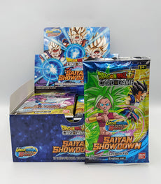 Dragon Ball Super Card Game: Unison Warrior Saiyan Showdown Booster Pack (B15) pack and display box