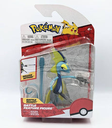 Inteleon Pokémon Battle Figure in packaging with deluxe action features, suitable for ages 4 and up.