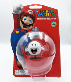 Super Mario 1 Inch Mini Figure - Boo in packaging, featuring detailed ghost character with wide grin and outstretched tongue.