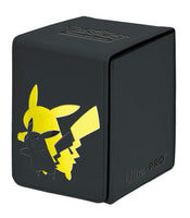 Load image into Gallery viewer, Ultra Pro Alcove Flip Box Pokemon Elite Series Pikachu back of display box
