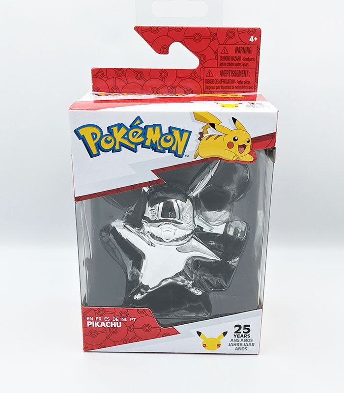 Pikachu Pokémon 25th Anniversary Silver figure and box