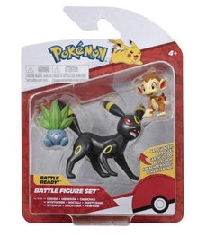 Oddish, Umbreon, and Chimchar Pokémon Battle Figures in packaging.