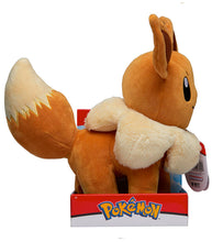 Load image into Gallery viewer, Eevee 12&quot; Plush Pokemon side angle with packaging
