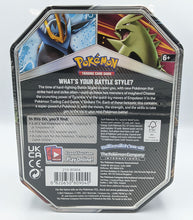 Load image into Gallery viewer, Pokémon TCG V Strikers Tin - Tyranitar V back of box
