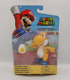 Super Mario Orange Yoshi 4 Inch Action Figure with Egg in Packaging