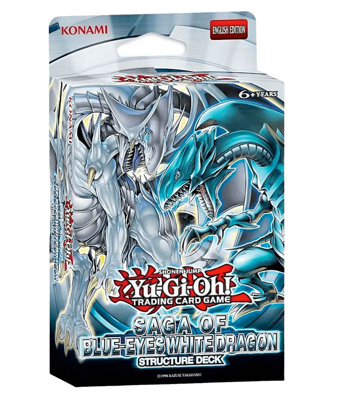 Yu-Gi-Oh! Saga Of Blue Eyes White Dragon Structure Deck box featuring iconic Blue-Eyes White Dragon artwork.